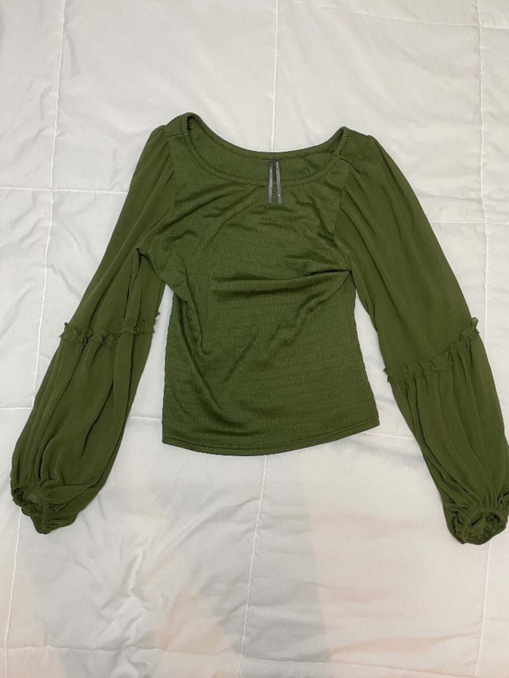 Anthropologie Olive Green Long-Sleeve Blouse Size M